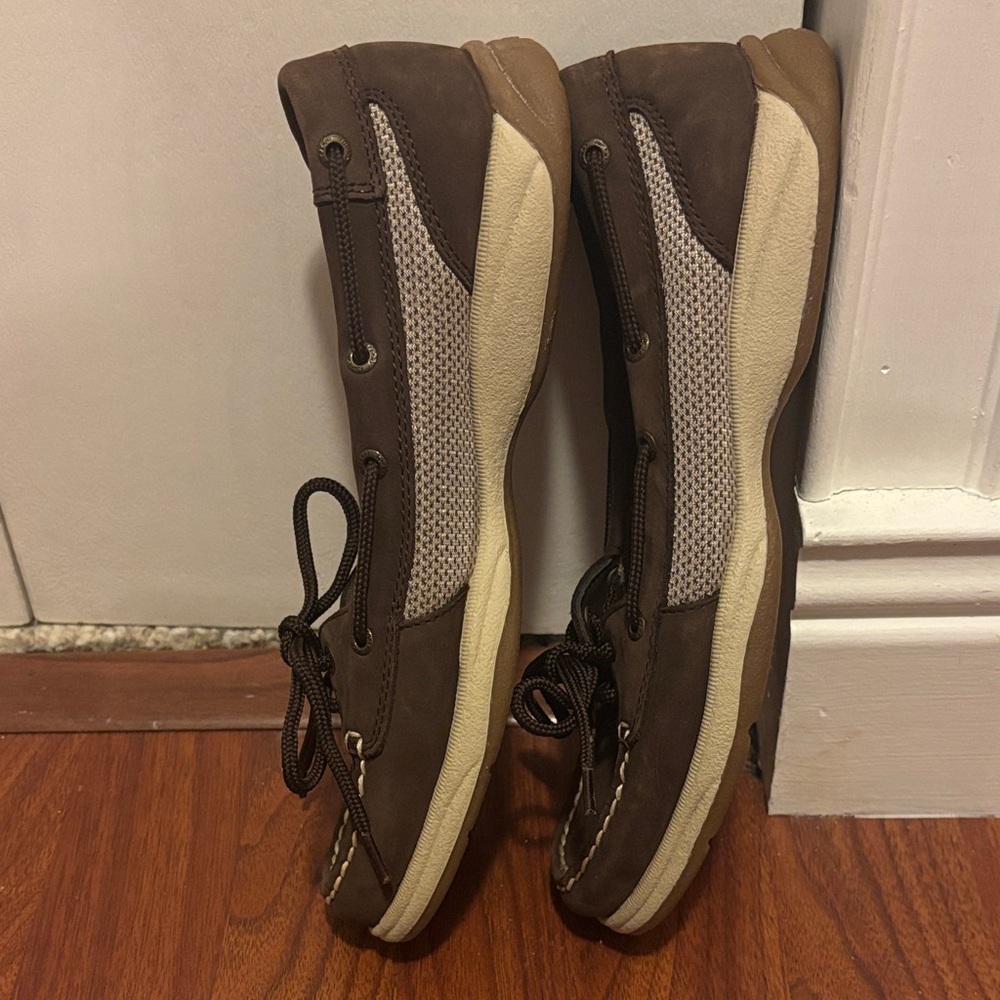 Sperry Dark Brown Boat Shoes with Orange Insoles - Picture 3 of 4